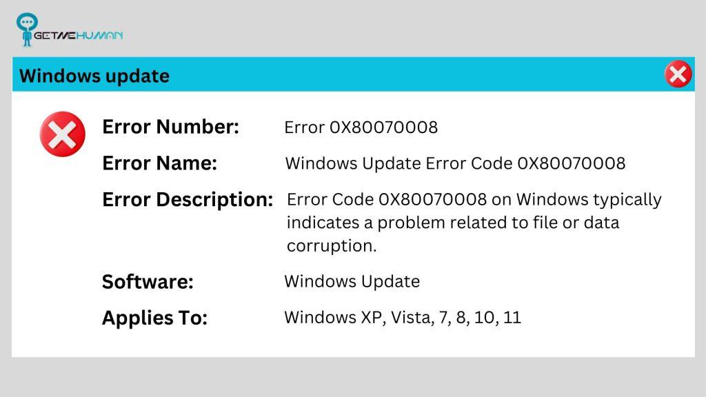 Windows updates Error Code 0x80070008