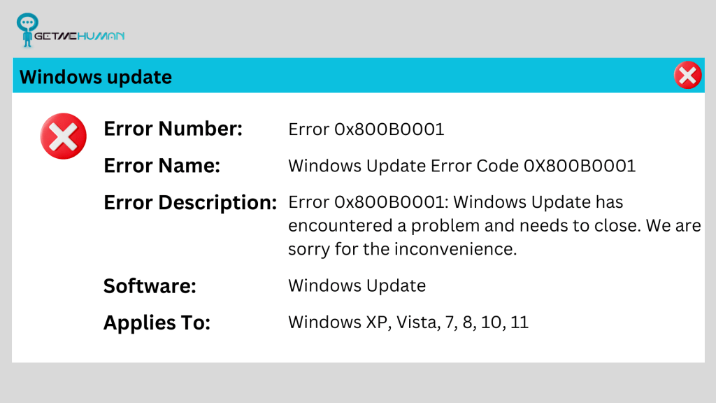 Windows Update Error 0x800B0001