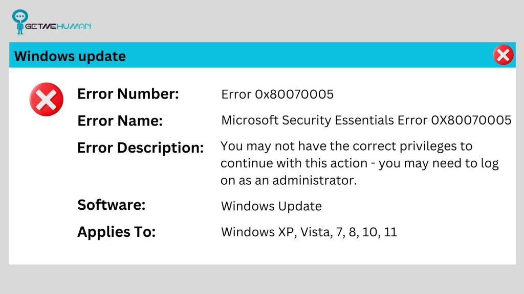 Windows Error 0x80070005